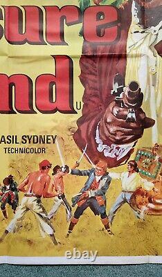 TREASURE ISLAND (1950, RR1970s) original UK quad movie poster -DISNEY-great art