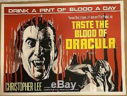 Taste The Blood Of Dracula UK Quad (1970) LINEN BACKED withcert RARE Film Poster