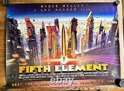 The Fifth Element, 1997, RARE ORIGINAL UK QUAD POSTER, BRUCE WILLIS, DOUBLE SIDE