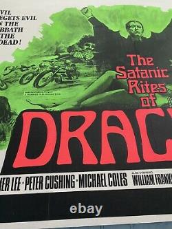 The Satanic Rights Of Dracula Original LINEN BACKED UK Quad Film Poster 1973 Lee