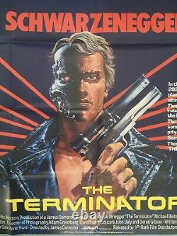 The Terminator Original UK British Quad Film Poster 30x40. Schwarzenegger, Biehn