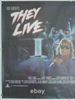 They live ROLLED uk quad cinema film poster john carpenter