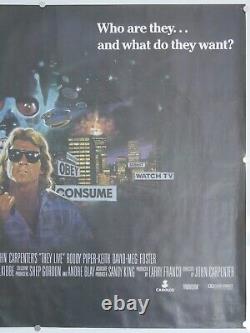 They live ROLLED uk quad cinema film poster john carpenter