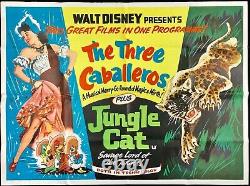 Three Caballeros / Jungle Cat Original Quad Movie Poster Walt Disney Rerelease