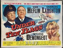 Under Ten Flags ORIGINAL Quad Movie Cinema Poster Charles Laughton Van Heflin 60