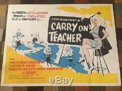 Very Rare Original Carry On Teacher Quad Film Poster