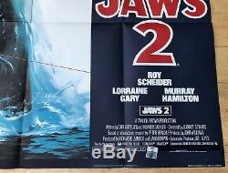 Vintage 1978 JAWS 2 Scheider ORIGINAL MOVIE UK QUAD Cinema POSTER Shark Horror