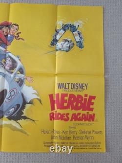 Vintage ORIGINAL Quad Poster Herbie Rides Again (1974) Very Rare 30x40 inch