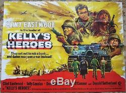 Vintage rare Kelly's Heroes quad movie poster 1970 Clint Eastwood