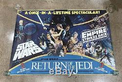 Vtg Star Wars EMPIRE STRIKES BACK Return Of The Jedi BRITISH QUAD MOVIE POSTER