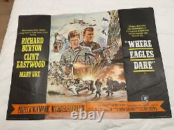 WHERE EAGLES DARE 1968 Original UK Quad Movie Film Poster 30 x 40 inches