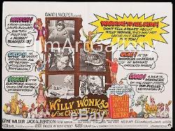 WILLY WONKA & THE CHOCOLATE FACTORY 1971 rare UK Quad Gene Wilder FilmArtGallery