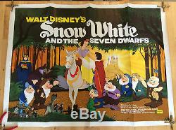 Walt Disney's Snow White & The Seven Dwarfs British Movie Quad Poster RR 1970's