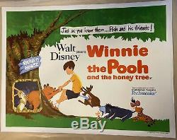 Winnie The Pooh Original UK Film Poster LINEN BACKED 1966 Disney Quad withcert