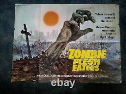 Zombie Flesh Eaters. Original Uk Quad Film Poster