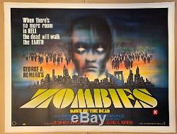 Zombies Dawn Of The Dead Original UK Film Poster LINEN BACKED 1980 Quad withcert