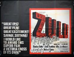 Zulu Original Quad Movie Poster Stanley Baker Michael Caine Early Reissue 1960s