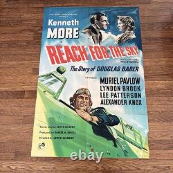 1956 Atteindre le ciel Affiche de film Quad UK Kenneth More Pilote de la RAF pendant la Seconde Guerre mondiale Film Vintage