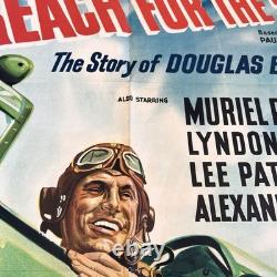 1956 Atteindre le ciel Affiche de film Quad UK Kenneth More Pilote de la RAF pendant la Seconde Guerre mondiale Film Vintage
