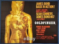 1964 Affiche De Film Cinématographique British Quad Goldfinger Originale (style A) James Bond