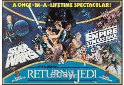 1983 The Star Wars Trilogy British Quad 28 X 40 Rare Triple Bill Poster