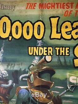 20,000 Leagues Under The Sea Quad Original Affiche Du Film Entoilée Disney