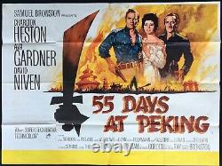 55 Jours À Pékin Affiche De Cinéma Originale Quad Charlton Heston Ava Gardner 1963