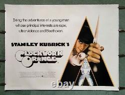 A Clockwork Orange (1971) Rare Affiche Originale De Cinéma Quad Britannique À Dos De Lin