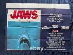 Affiche De Cinéma De Jaws 1975 British Quad Steven Spielberg Roy Scheider