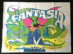 Affiche De Cinéma Originale De Fantasia Quad 1940 Walt Disney Bald Mountain 1976 Rr