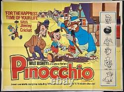 Affiche De Cinéma Originale De Pinocchio Quad Walt Disney Re-release