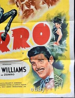 Affiche De Cinéma Originale De Zorro Quad Guy Williams Walt Disney 1958