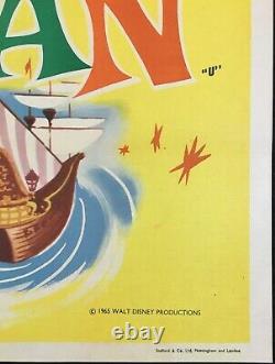 Affiche De Cinéma Peter Pan Original Quad Walt Disney 1965 Release
