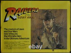 Affiche De Cinéma Raiders Of The Lost Ark 1981 30x40 Uk Quad Harrison Ford Amsel