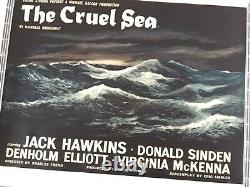 Affiche De Cinéma Sur Le Quadruple-britannique De Style Lin Rare La Mer Cruelle 1953