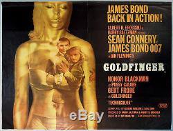 Affiche Du Film Goldfinger James Bond 1964 Quad Britannique À Fond Perdu 30 X 40