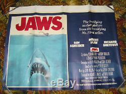 Affiche Du Film Quad Crown Original Uk Jaws 1975 Film Spielberg Royaume-uni Vendeur
