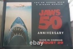Affiche Quad Officielle du Cinéma Britannique pour le 50ème Anniversaire de Les Dents de la Mer