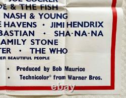 Affiche Quad Originale de Woodstock 1970 Joan Baez Joe Cocker The Who