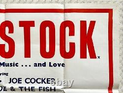 Affiche Quad Originale de Woodstock 1970 Joan Baez Joe Cocker The Who
