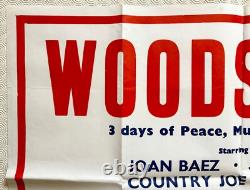 Affiche Quad Originale de Woodstock 1970 Joan Baez Joe Cocker The Who