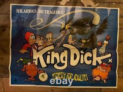 Affiche Quad Rare de 1973 King Dick Animation Adulte Comédie Vintage Originale