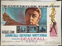 Affiche de cinéma Quad ORIGINALE de Deadfall Michael Caine Bryan Forbes 1968