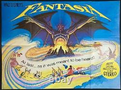 Affiche de cinéma originale Quad de Fantasia Mickey Mouse Walt Disney années 1980 RR