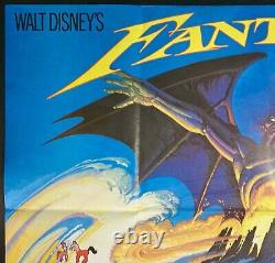 Affiche de cinéma originale Quad de Fantasia Mickey Mouse Walt Disney années 1980 RR