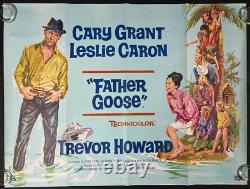 Affiche de cinéma originale Quad de Father Goose avec Cary Grant et Leslie Caron 1964