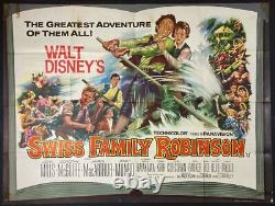 Affiche de cinéma originale Quad de La Famille Robinson Suisse John Mills Disney 1960