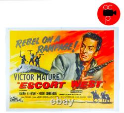 Affiche de cinéma originale britannique Quad d'Escort West (1959) avec Victor Mature