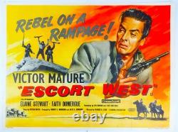 Affiche de cinéma originale britannique Quad d'Escort West (1959) avec Victor Mature