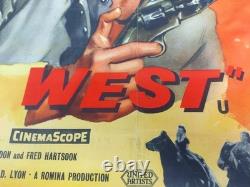 Affiche de cinéma originale britannique Quad d'Escort West (1959) avec Victor Mature